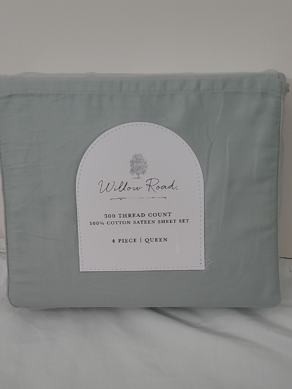 Willow Sage Green Cotton Sateen Queen Sheet Set